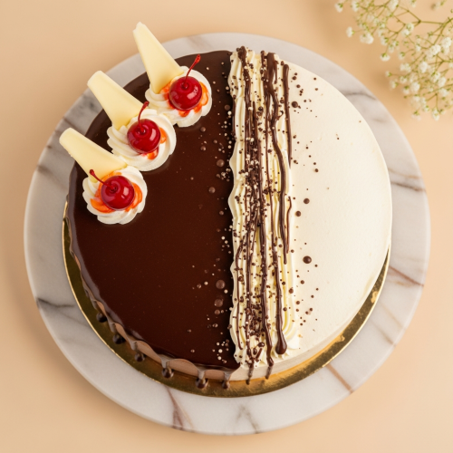 Divine Cream Swirled Black Forest Round Cake - Image 2