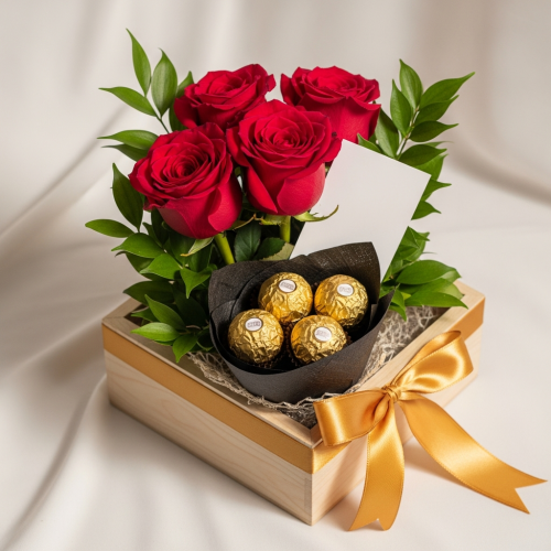 Majestic Ruby Rose Square Bouquet - Image 3