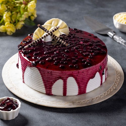 Festive Blueberry Cream Round Cake - Image 2