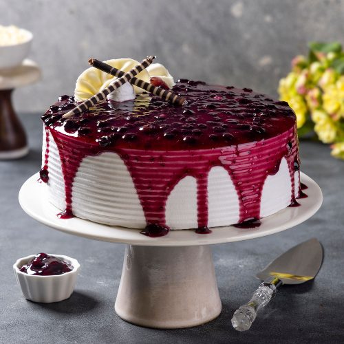 Festive Blueberry Cream Round Cake - Image 3