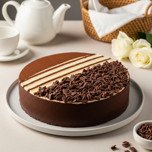 Exquisite Round Black Forest Cream Cake side view