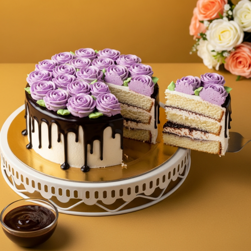 Heavenly Roses Black Forest Cake sliced view