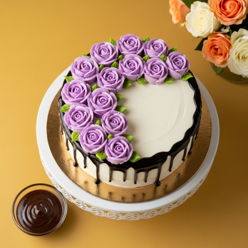 Heavenly Roses Black Forest Cake top view