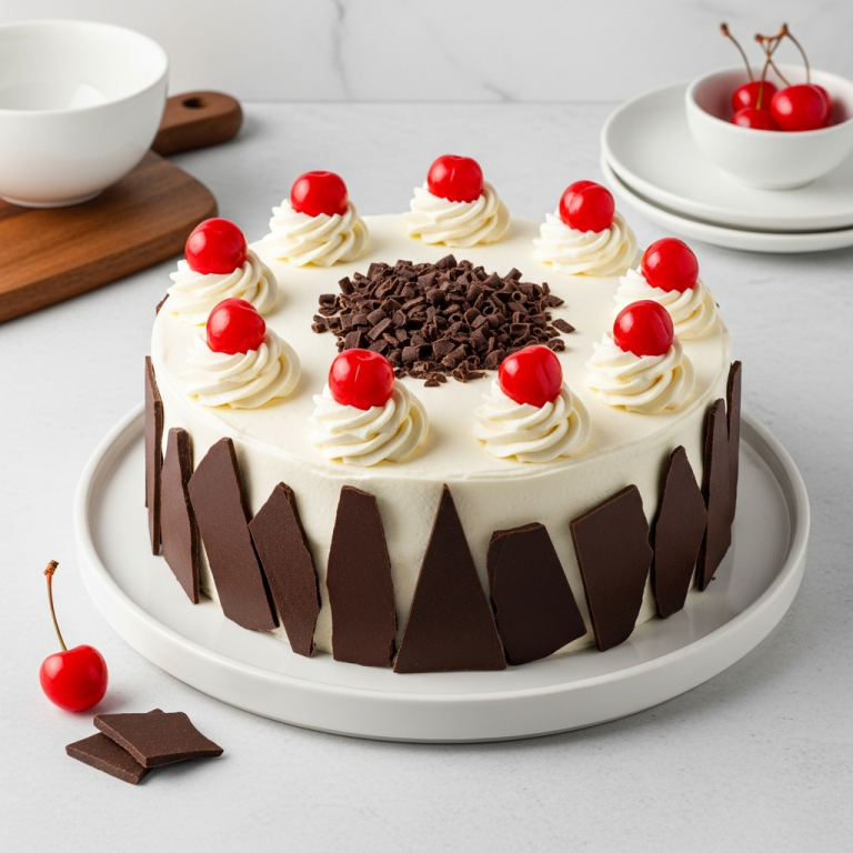 Layered Black Forest Cream Round Cake featured