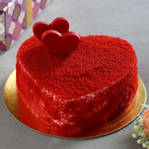 Dreamy Red Heart Semi Fondant Layer Cake