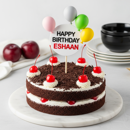 Tempting The Midnight Round Forest Cake close up detail