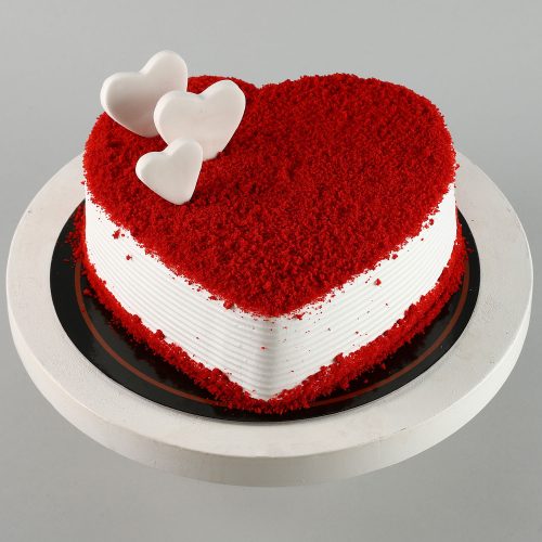 Heart Shaped Red Velvet Semi Fondant Cake - Image 2