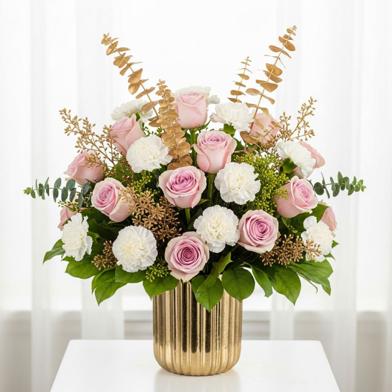 Blooming Rosy Frame Portrait Bouquet featured