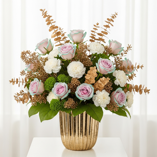 Blooming Rosy Frame Portrait Bouquet lifestyle