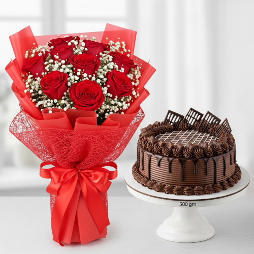 Graceful Ruby Romance Roses Bouquet featured