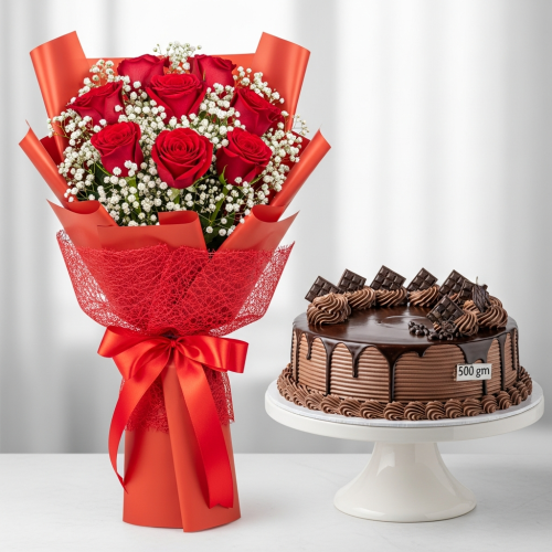 Graceful Ruby Romance Roses Bouquet lifestyle