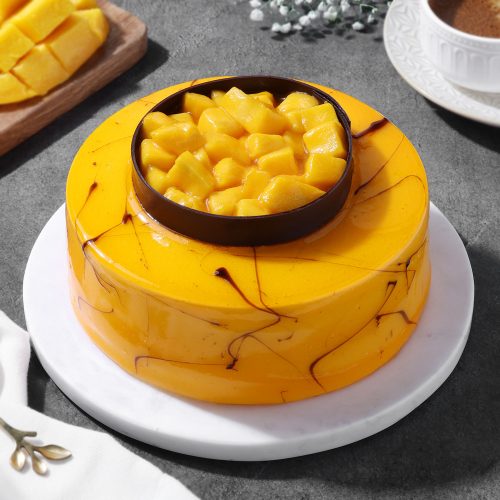 Mango Round Cream Cake - Image 2