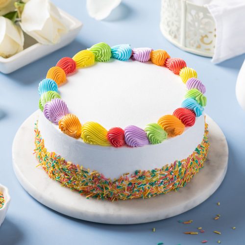 The Rainbow Vanilla Round Cake - Image 2