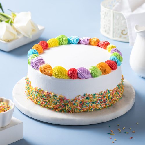 The Rainbow Vanilla Round Cake - Image 3