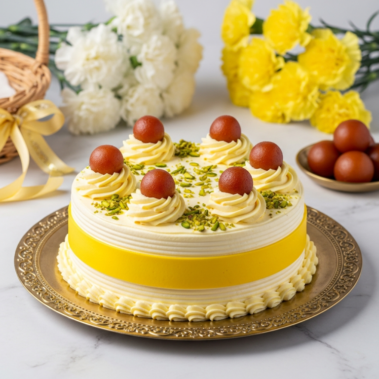 The Creamy Gulab Jamun Cake featured