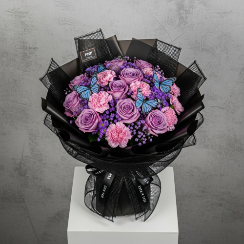 Whimsical Purple Reverie Bouquet top view