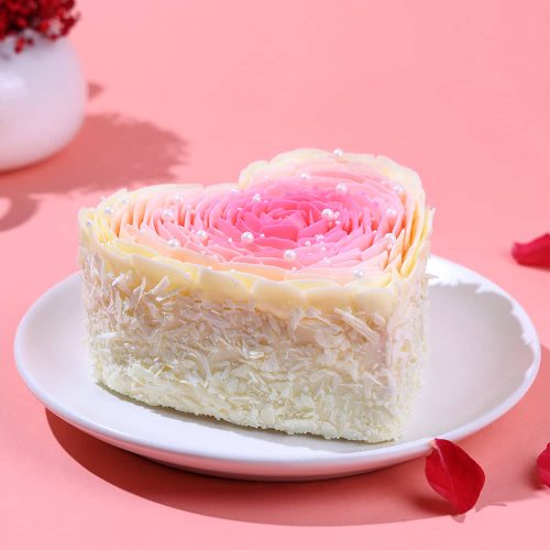 Pink Rose Heart Cake